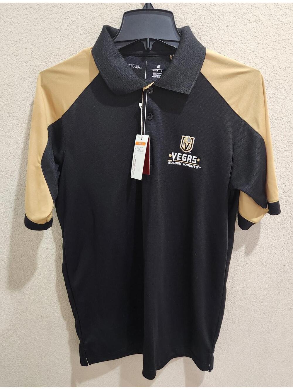 NWT Antigua Vegas Golden Knights Polo Shirt Mens Size Medium Black NHL Apparel